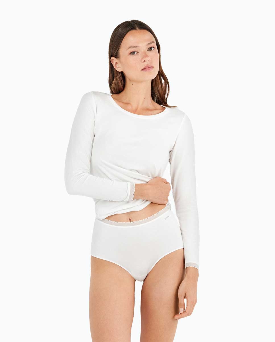 Cueca Básica Alta com Elásticos Extraplanos Branca-2