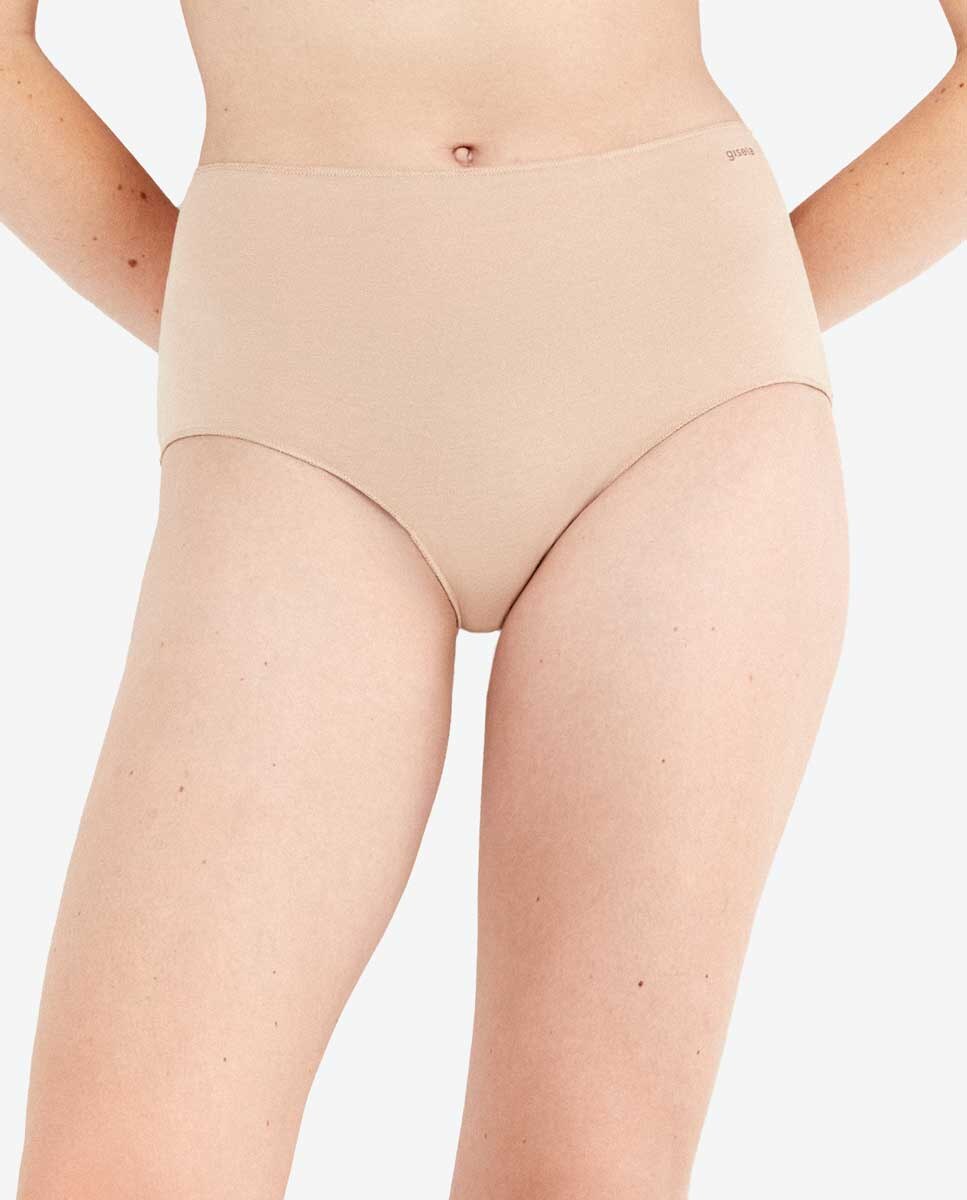 Cueca Alta Lisa com Algodão Orgânico Nude-1