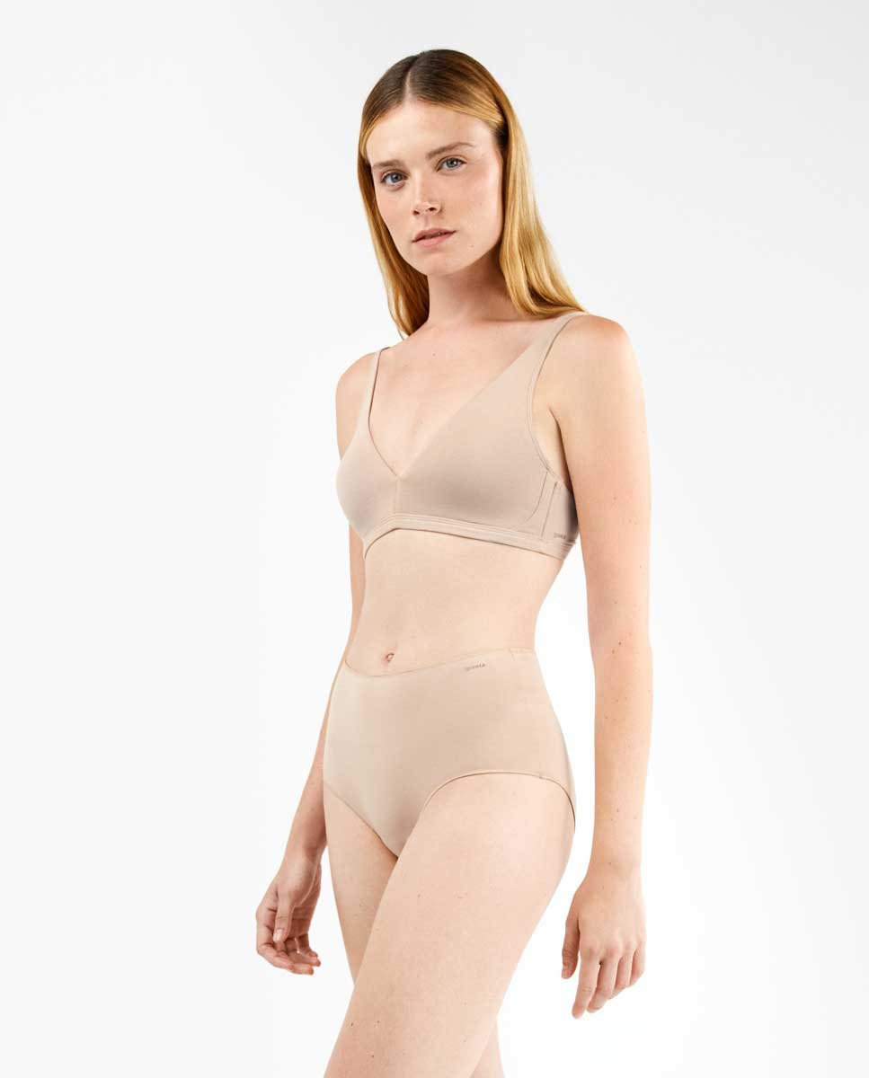 Cueca Alta Lisa com Algodão Orgânico Nude-2