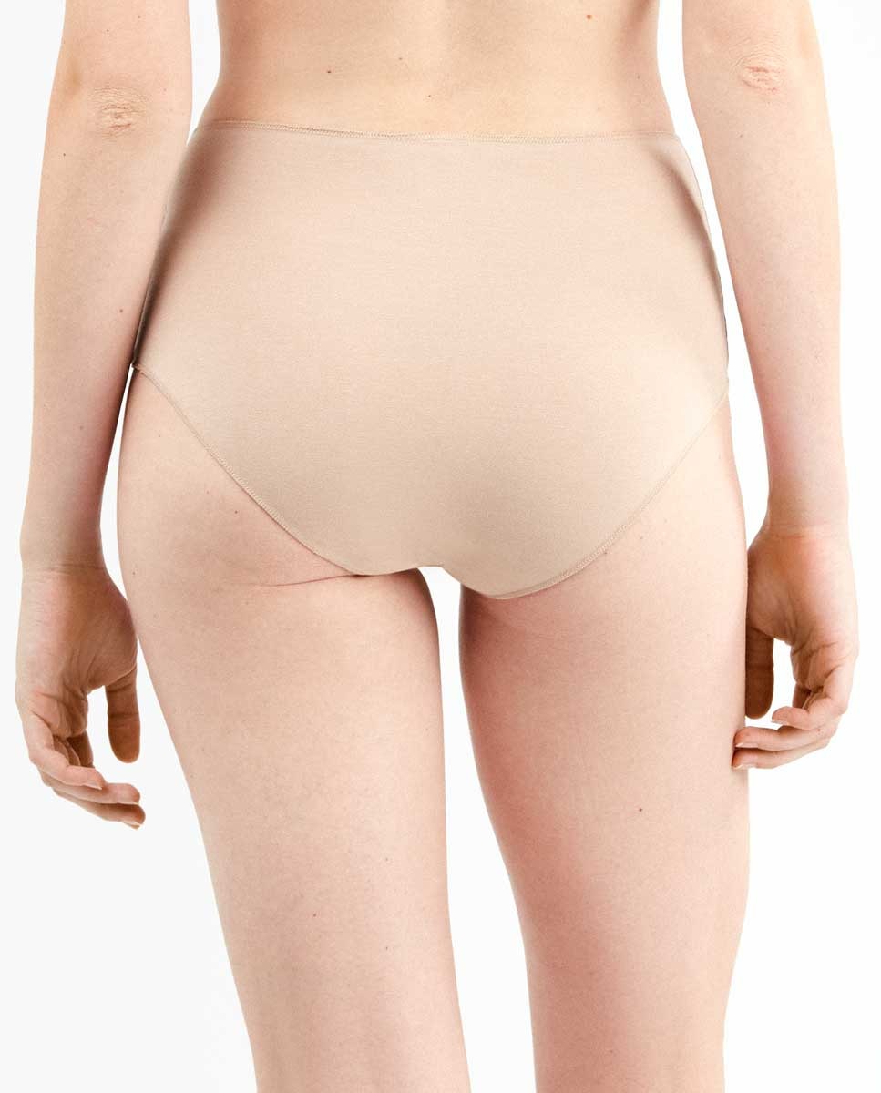 Cueca Alta Lisa com Algodão Orgânico Nude-3