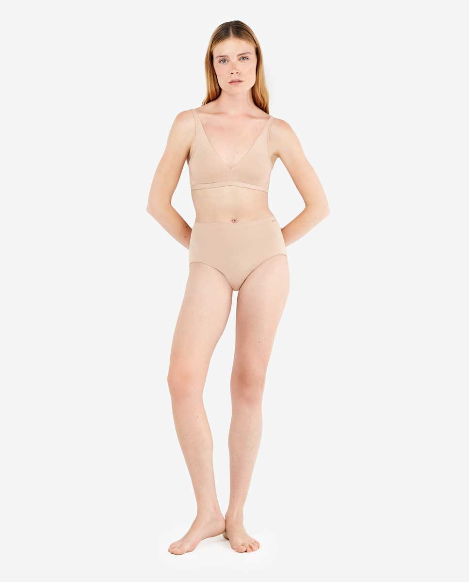 Cueca Alta Lisa com Algodão Orgânico Nude-4