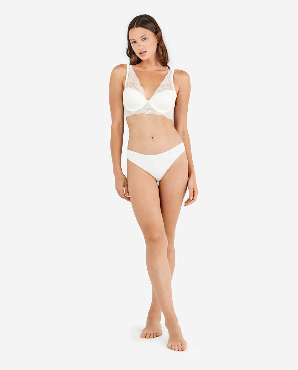 Cueca Brasileira Cortada a Laser em Renda e Microfibra Branco-marfim-4