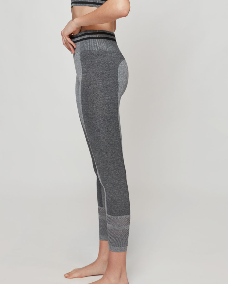 Leggings Desportivas Lisas sem Costuras Cinzento-2