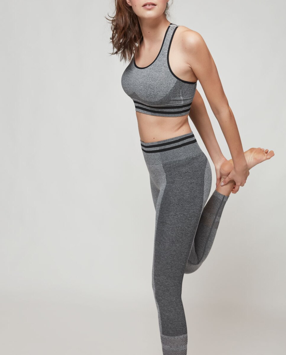Leggings Desportivas Lisas sem Costuras Cinzento-3