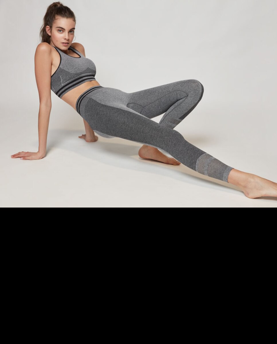 Leggings Desportivas Lisas sem Costuras Cinzento-4