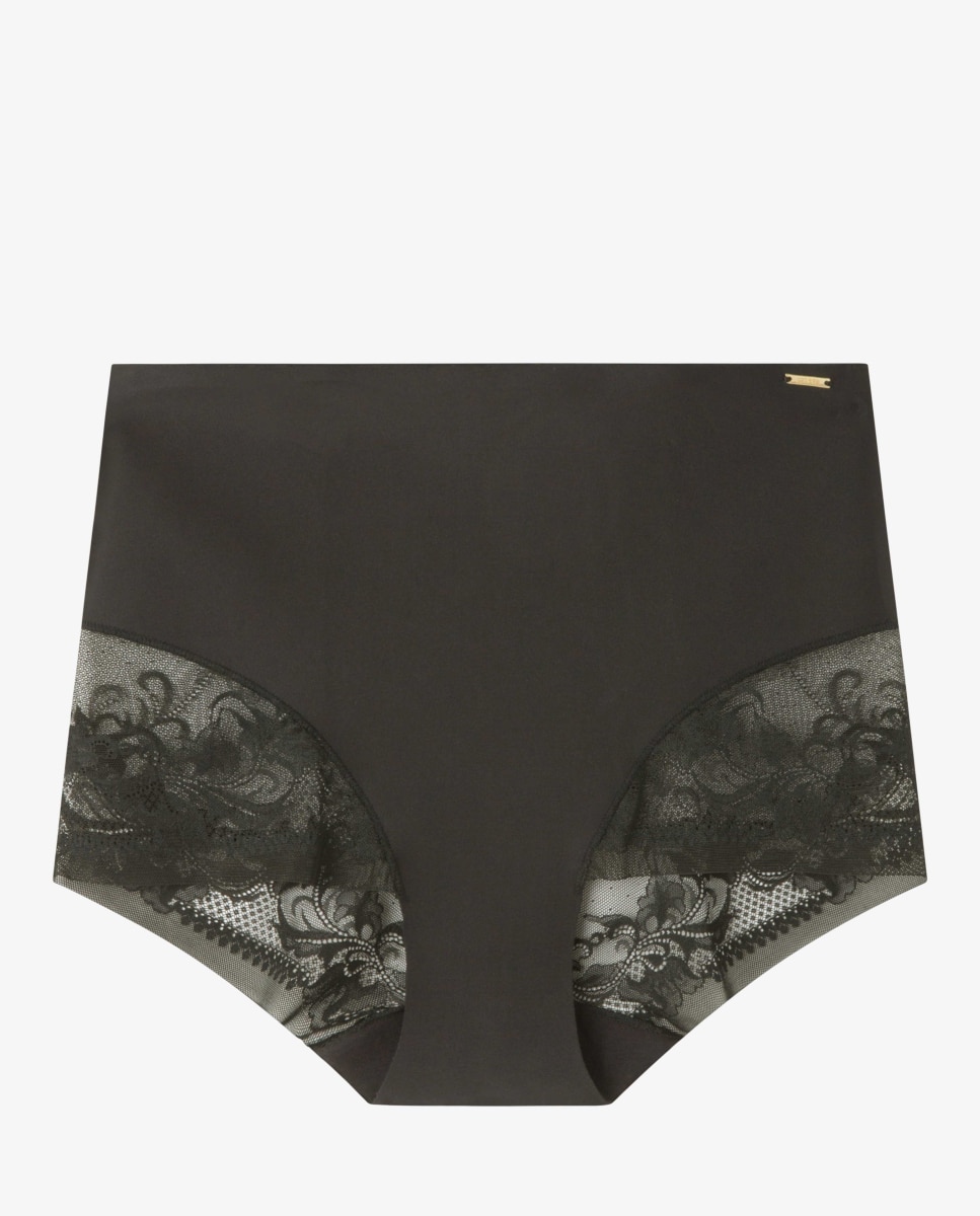Cueca Alta de Efeito Envolvente sem Costuras Preto-5
