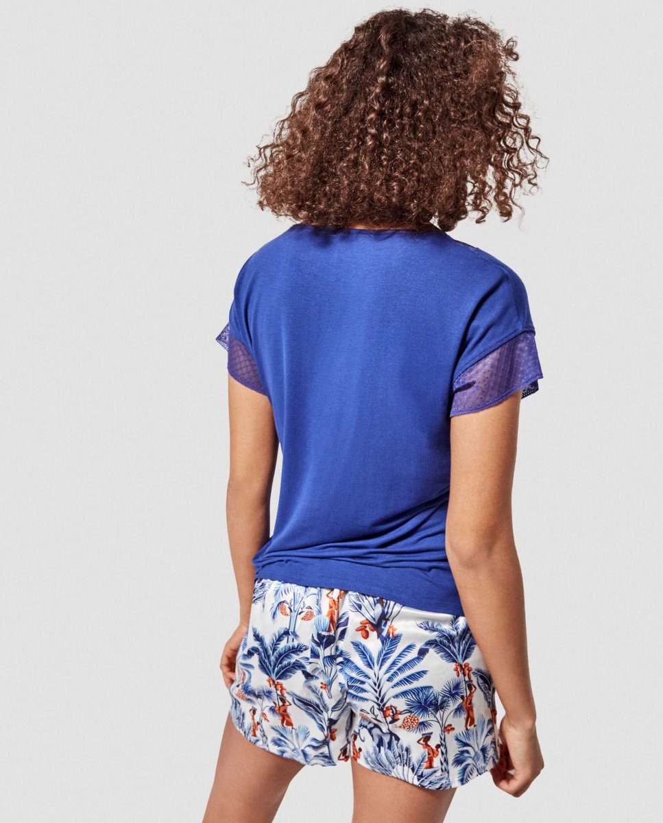 Calças Curtas em Tecido Estampado Multicolor-3