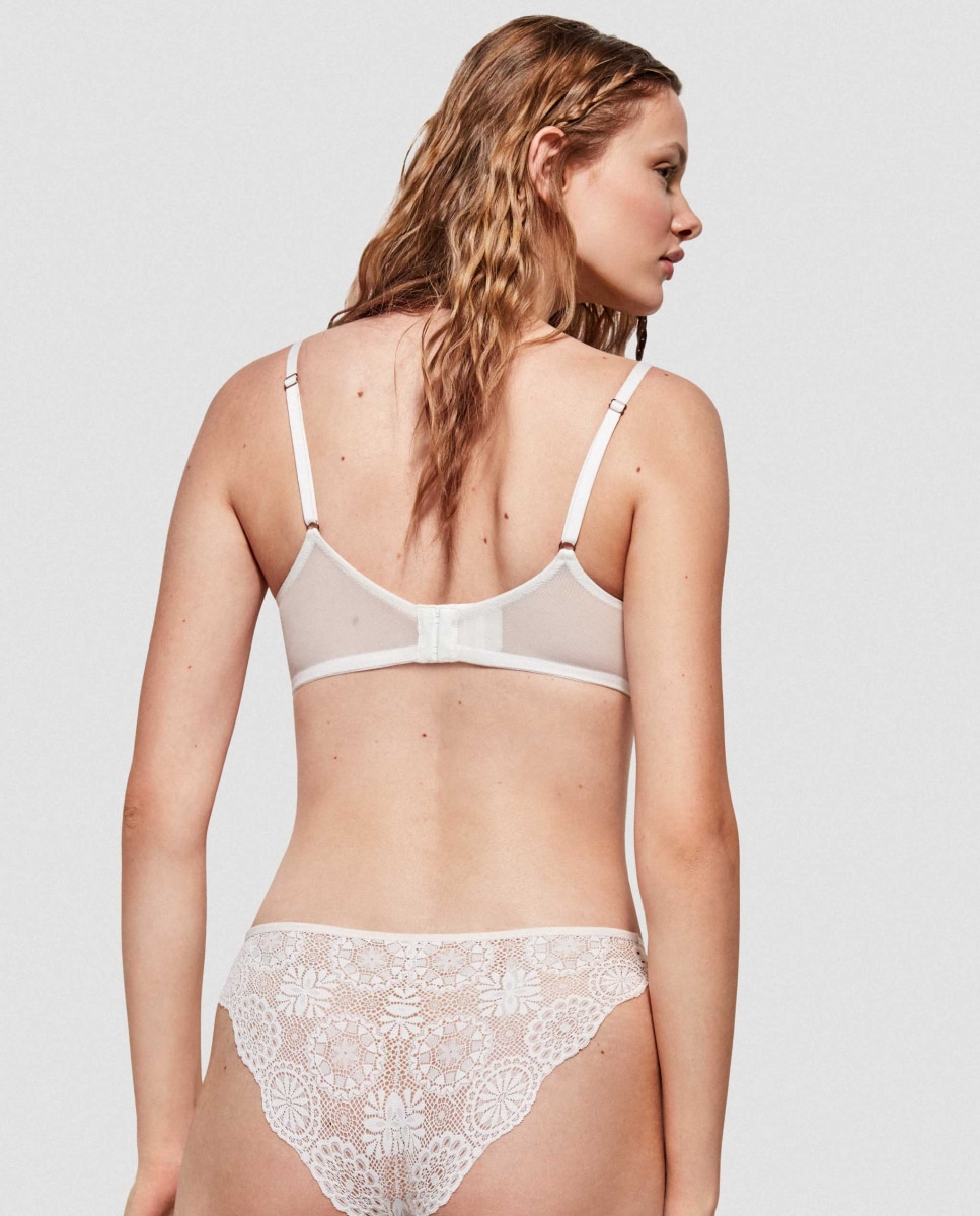 Soutien com Aro e Efeito Push Up em Tecido de Renda Branco-2