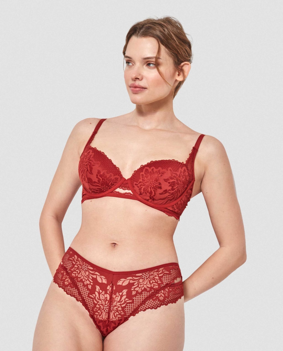 Cueca Brasileira de Renda Grená-3