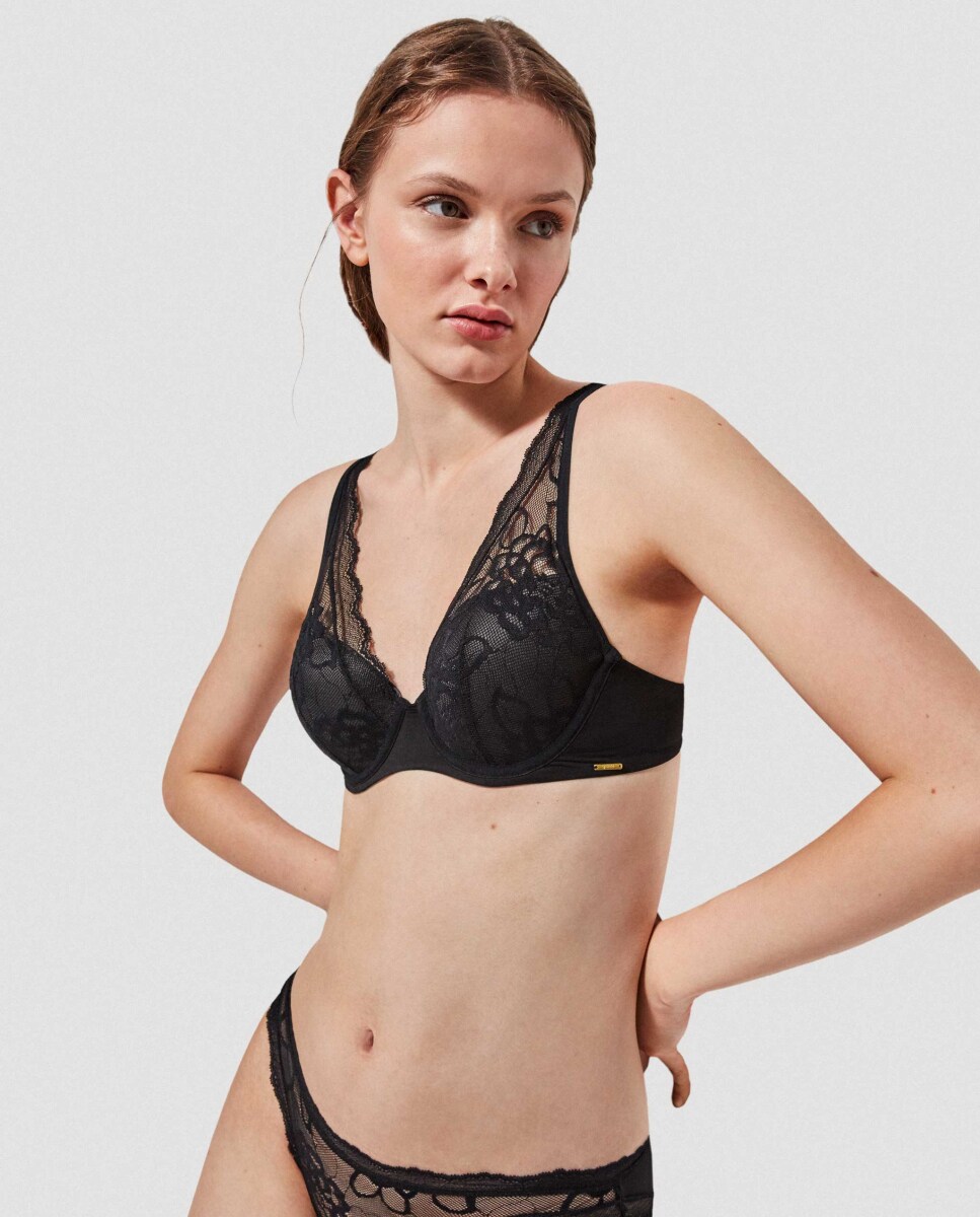 Soutien Bralette com Aro e Foam com Renda Preto-3