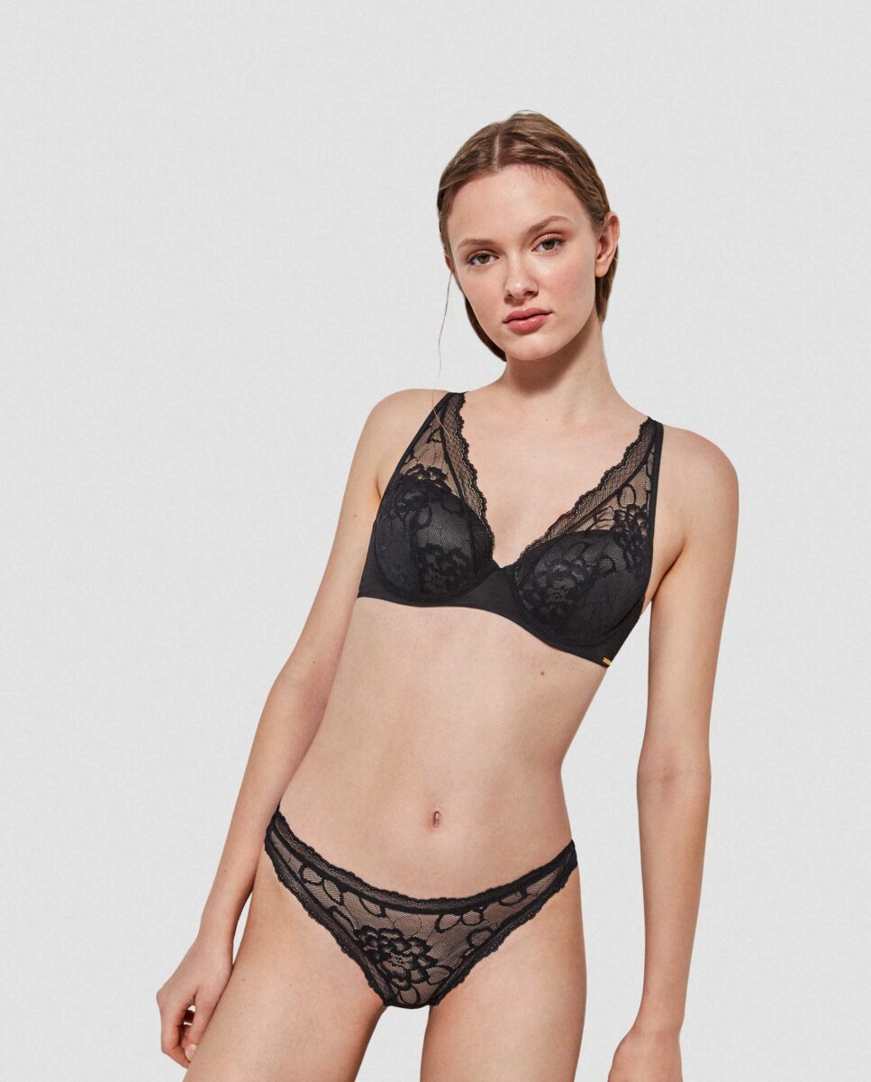 Soutien Bralette com Aro e Foam com Renda Preto-4