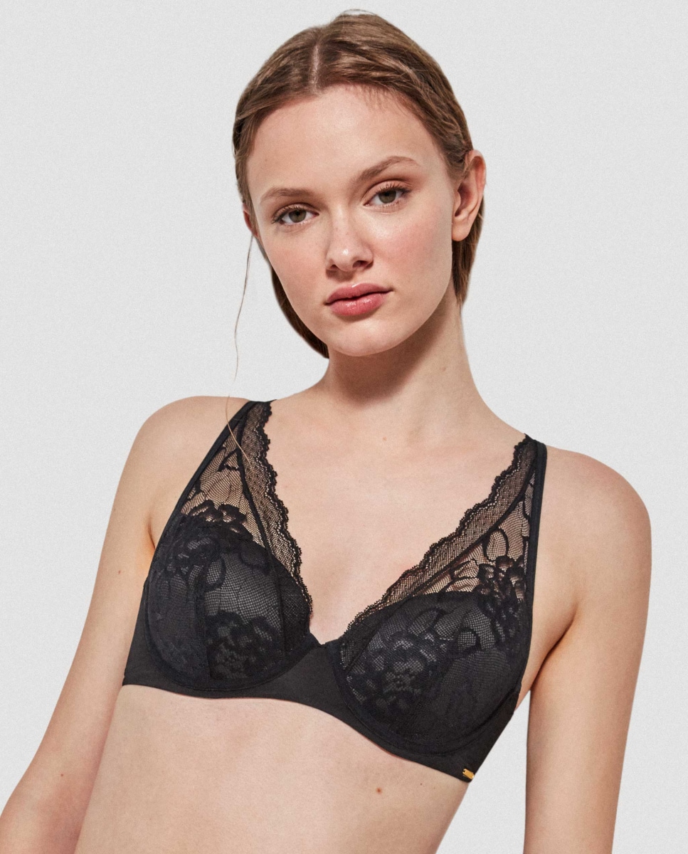 Soutien Bralette com Aro e Foam com Renda Preto-1
