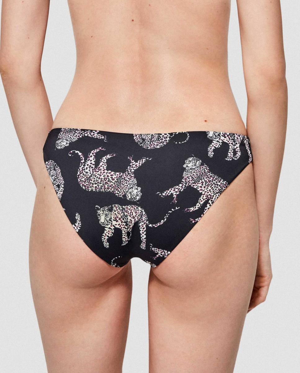 Cueca de Biquíni Reversível em Tecido Estampado Jaguar Multicolor-2