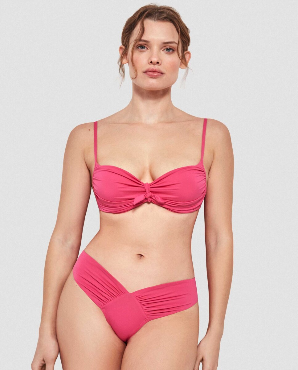 Top de Biquíni Push Up Liso Fúcsia-2