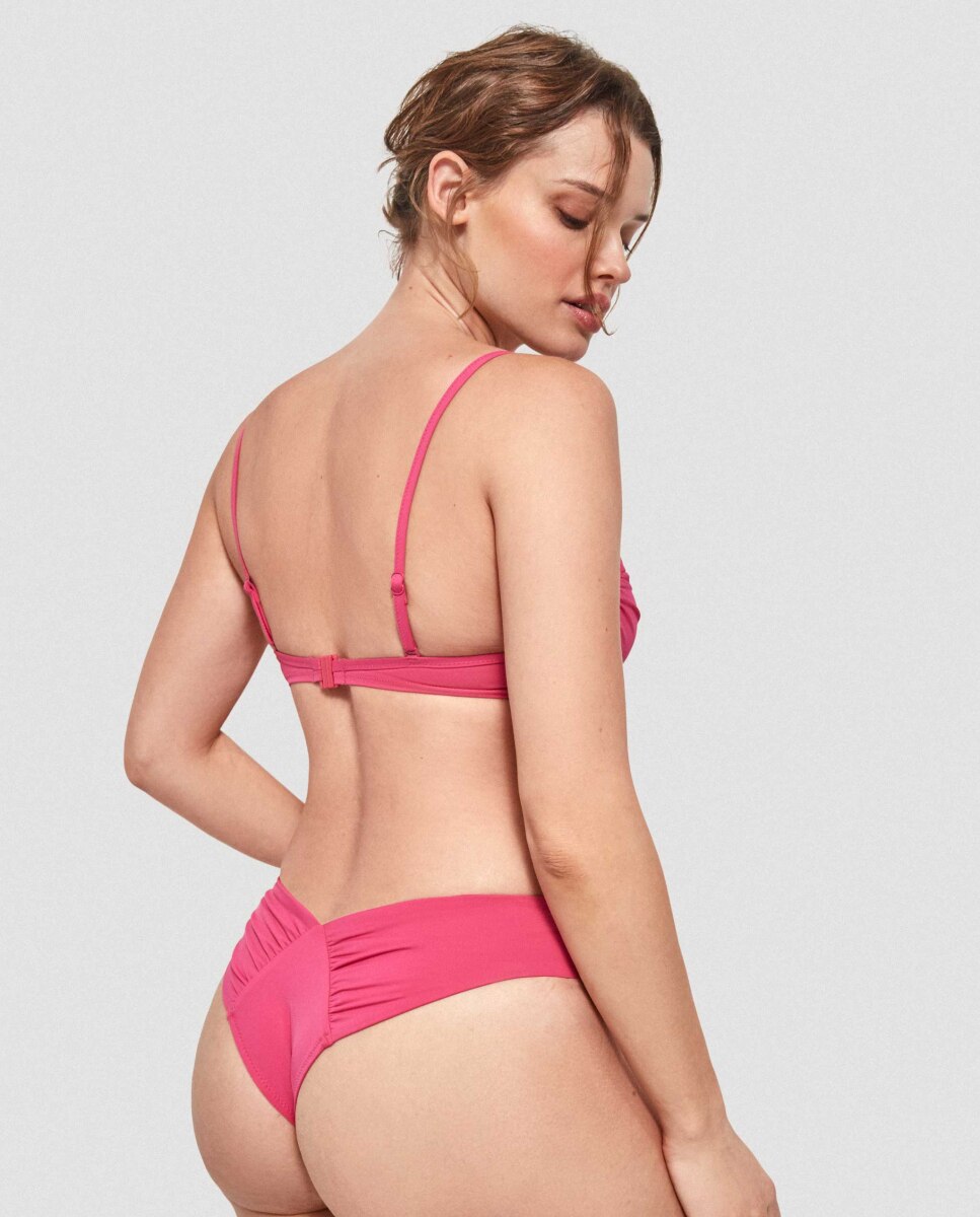 Top de Biquíni Push Up Liso Fúcsia-3