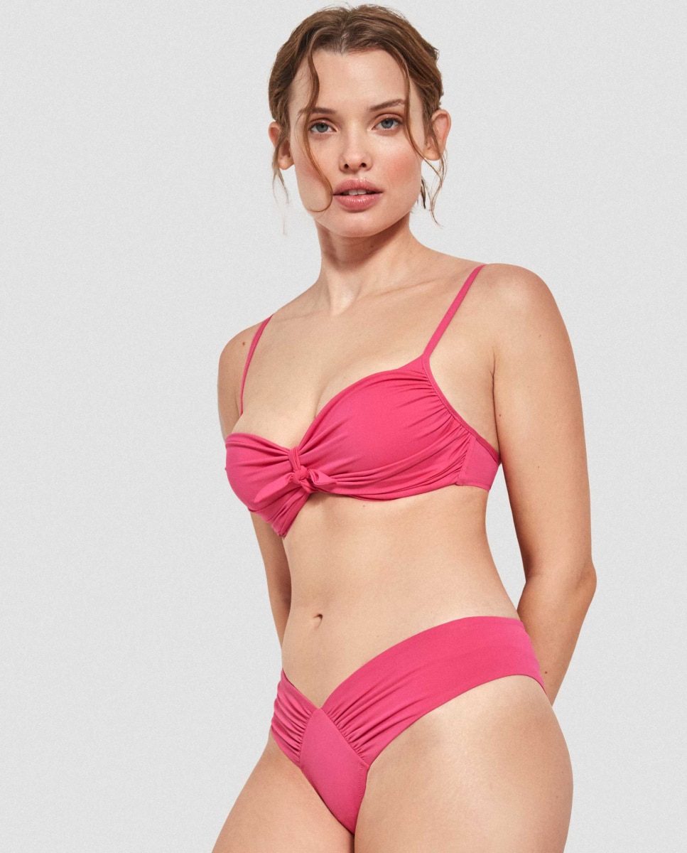 Top de Biquíni Push Up Liso Fúcsia-4