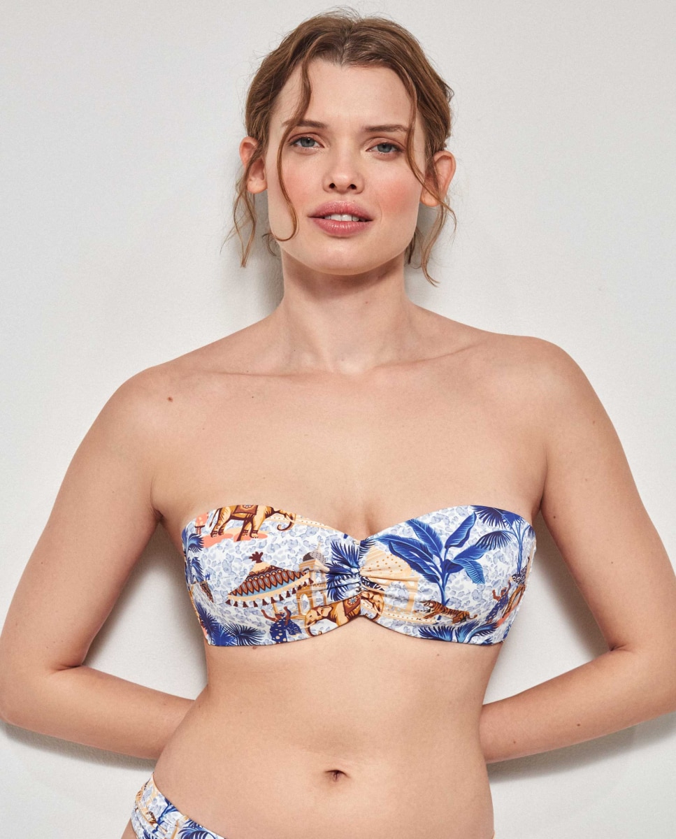 Imagem 0 de Top Biquíni Bandeau com Aro de Silicone e Estampado Africano