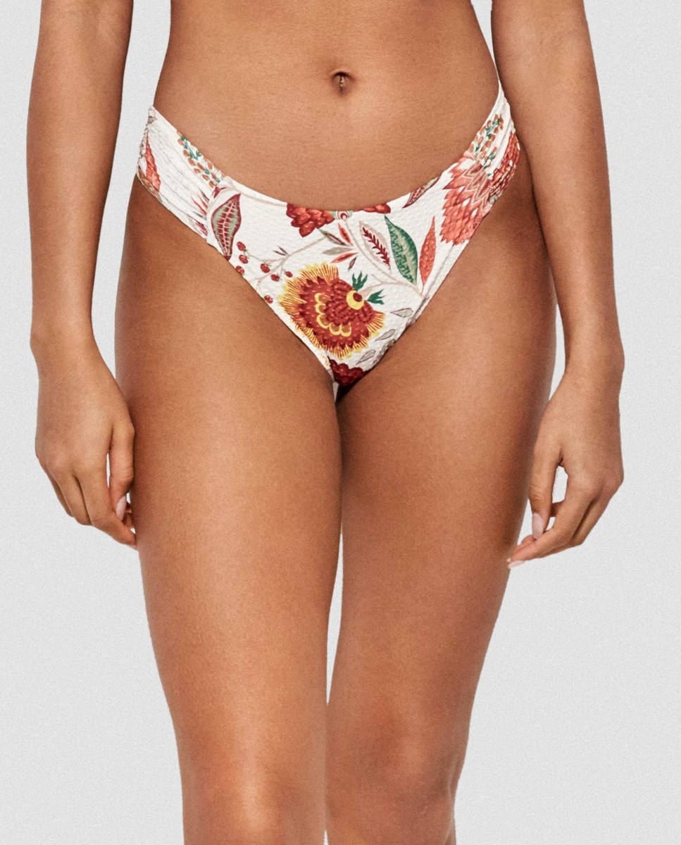 Cueca de Biquíni em Tecido Estampado Multicolor-1