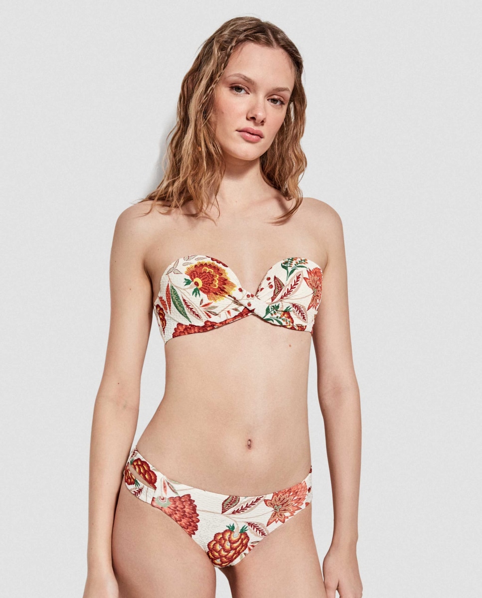 Cueca de Biquíni com Estampado Floral e Aberturas Laterais Multicolor-4