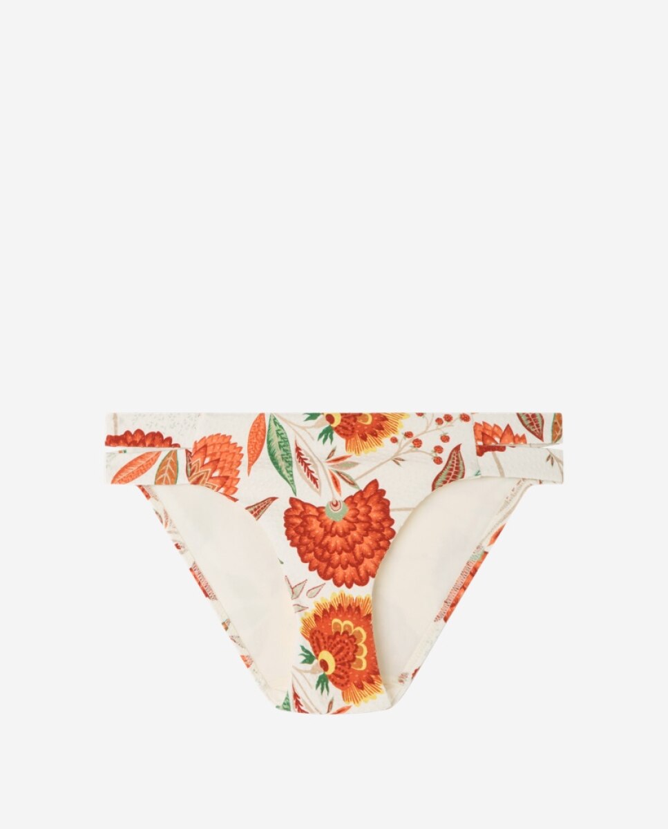 Cueca de Biquíni com Estampado Floral e Aberturas Laterais Multicolor-5