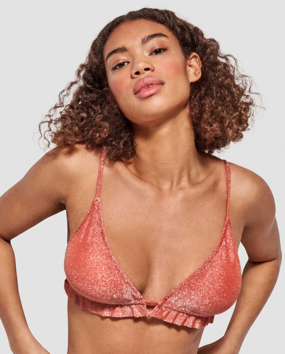 Top de Biquíni Triangular sem Aro Laranja-forte-3