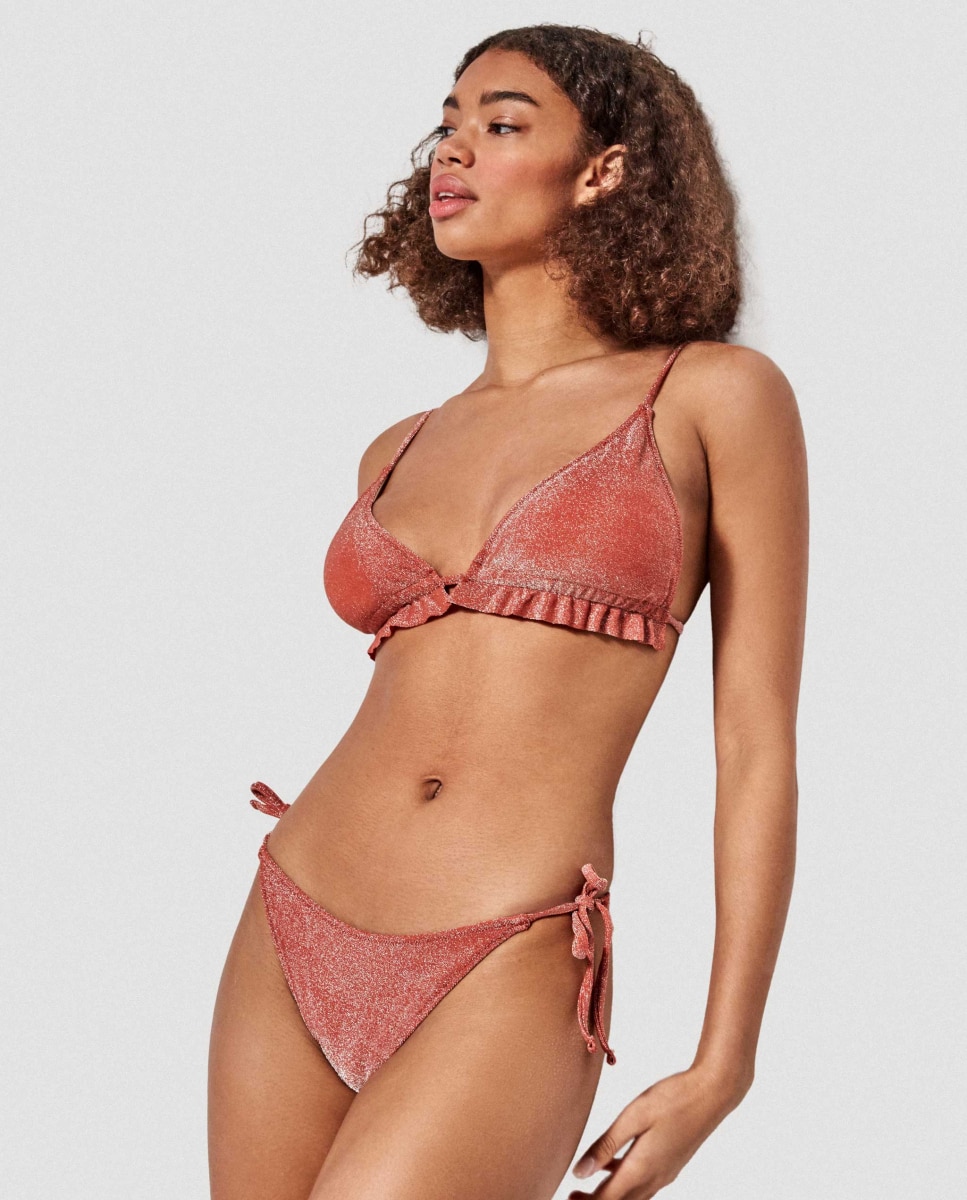 Top de Biquíni Triangular sem Aro Laranja-forte-4