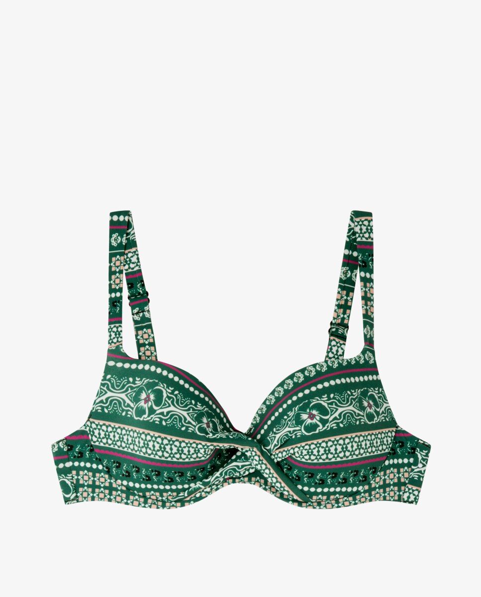 Top de Biquíni de Capacidade com Estampado Micro Geométrico Multicolor-5