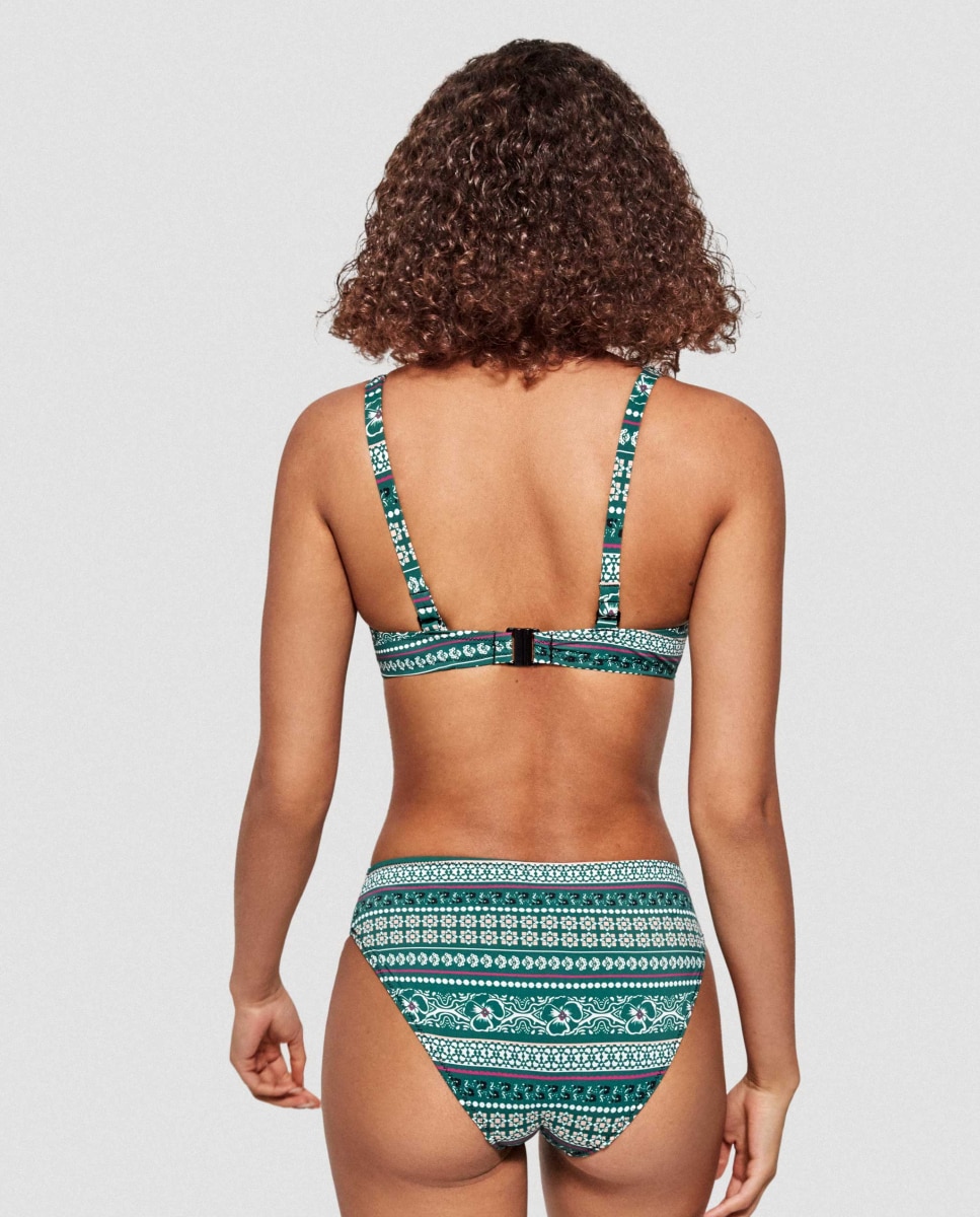 Top Biquíni de Capacidade com Aro e sem Foam com Estampado Micro Geométrico Verde-2