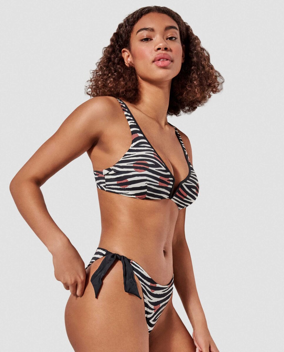 Cueca de Biquíni Reversível com Estampado Savannah Multicolor-4