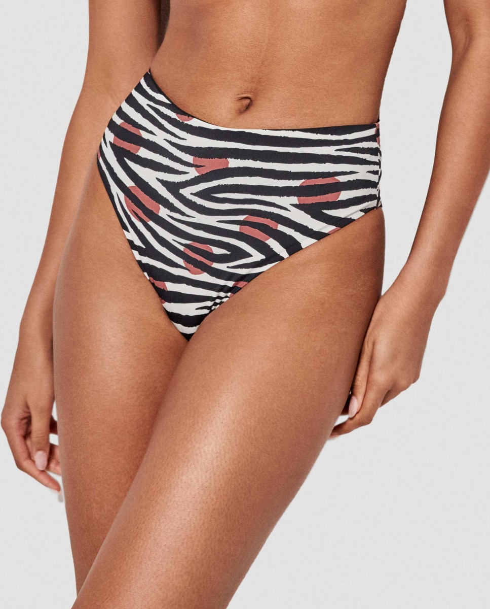 Cueca de Biquíni Brasileira Alta e Reversível Multicolor-1