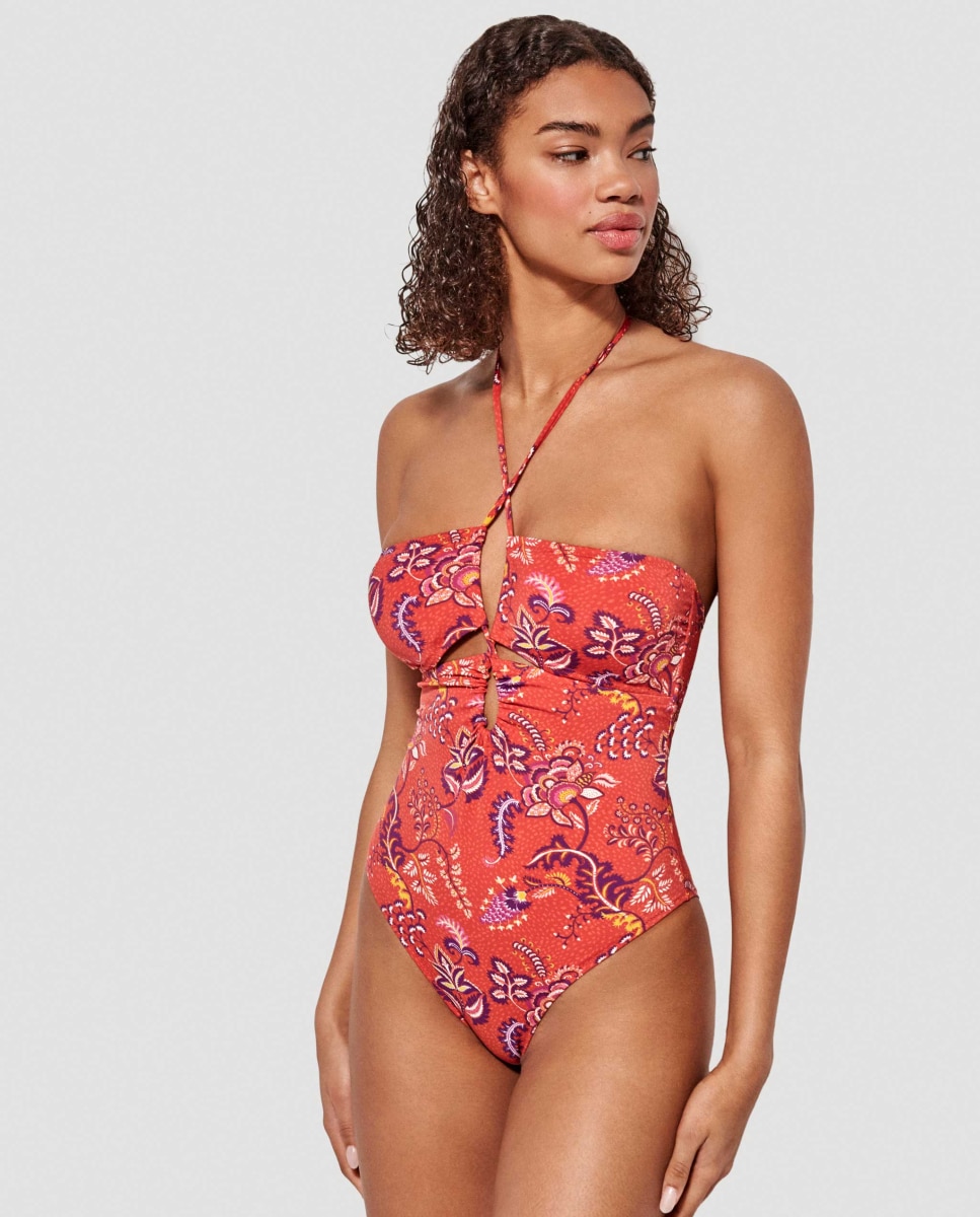 Fato de Banho Estampado sem Aro Multicolor-4