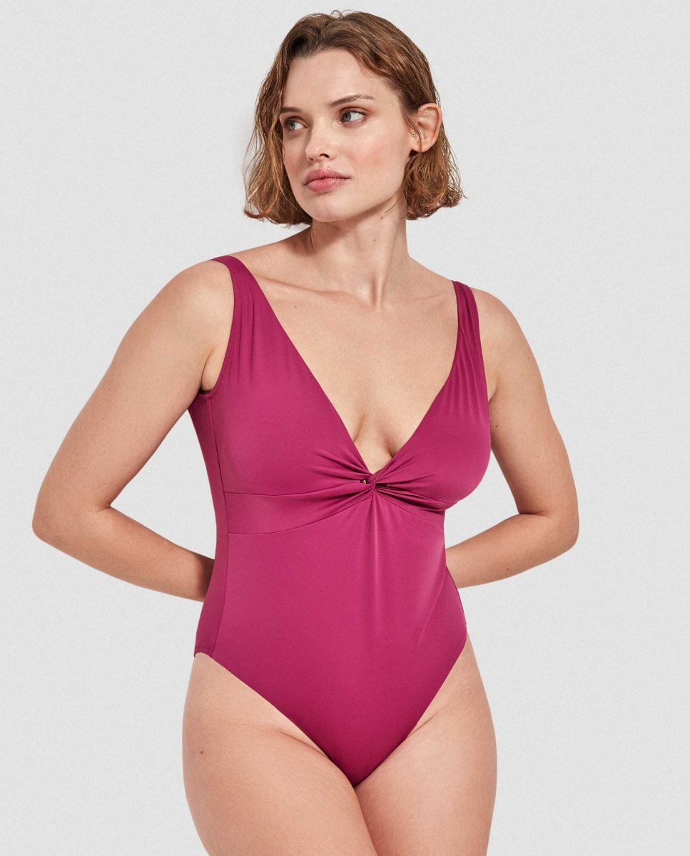 Fato de Banho Plus Size e Efeito Control sem Aro Roxo-2