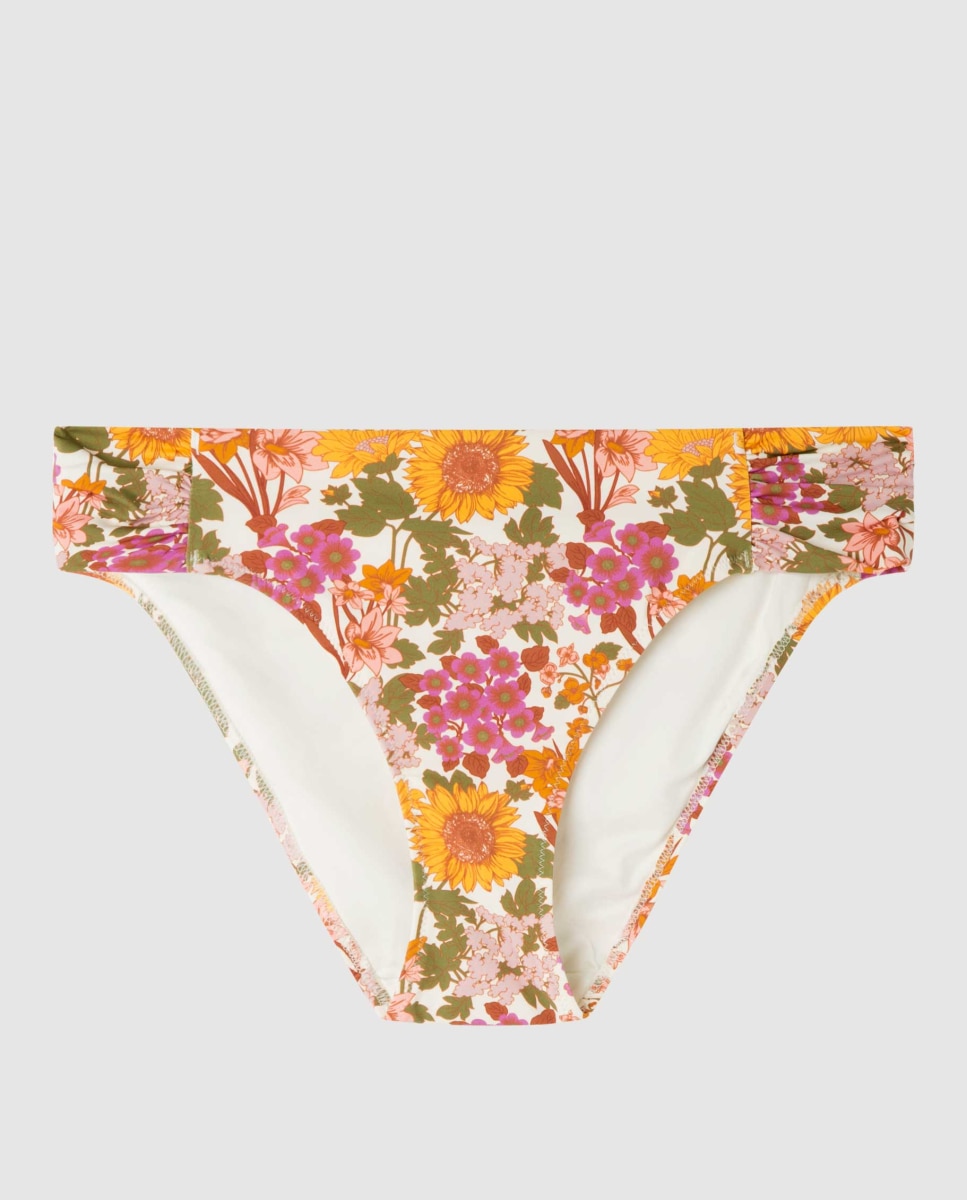 Cueca de Biquíni Clássica com Estampado Floral Multicolor-5