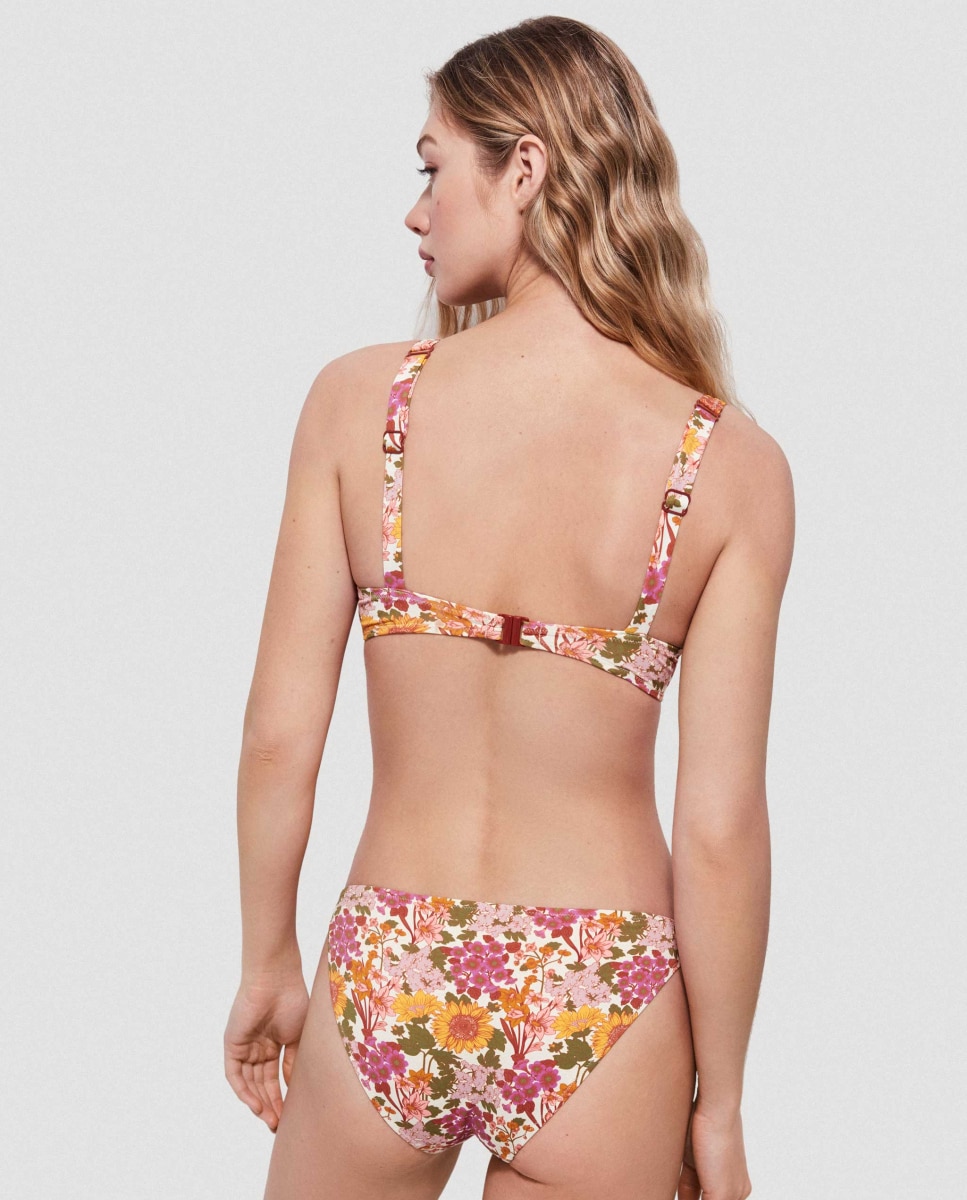 Cueca de Biquíni Clássica com Estampado Floral Multicolor-2
