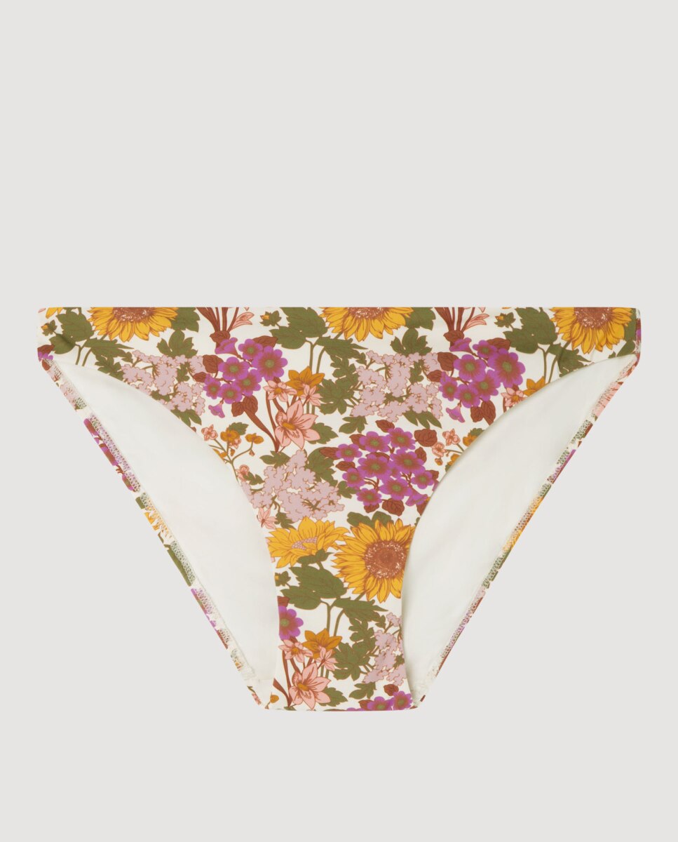Cueca de Biquíni Clássica com Estampado Floral Multicolor-5