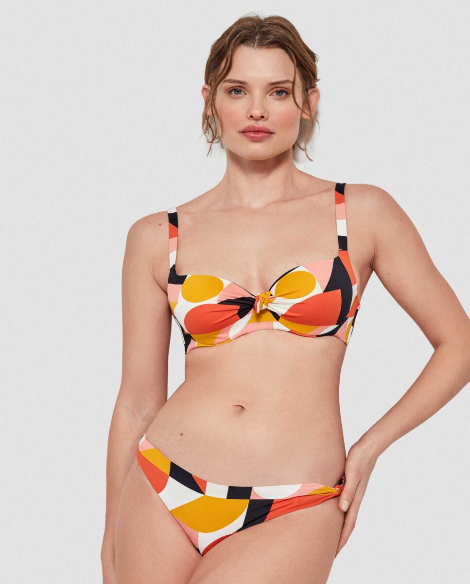 Top de Biquíni de Capacidade com Estampado Geométrico Multicolor-2