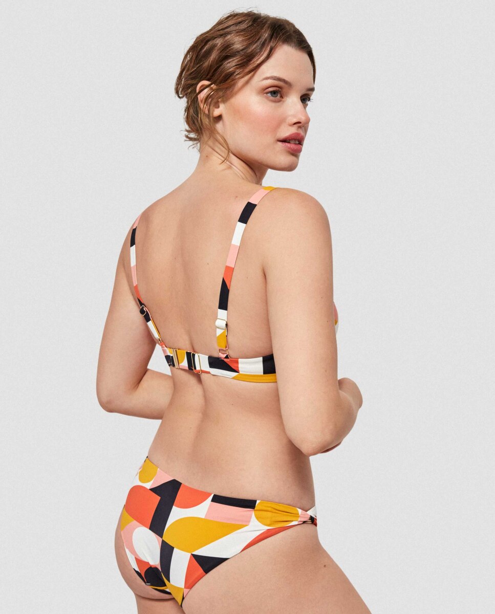 Top de Biquíni de Capacidade com Estampado Geométrico Multicolor-3