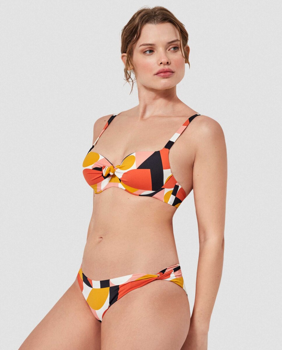Top de Biquíni de Capacidade com Estampado Geométrico Multicolor-4