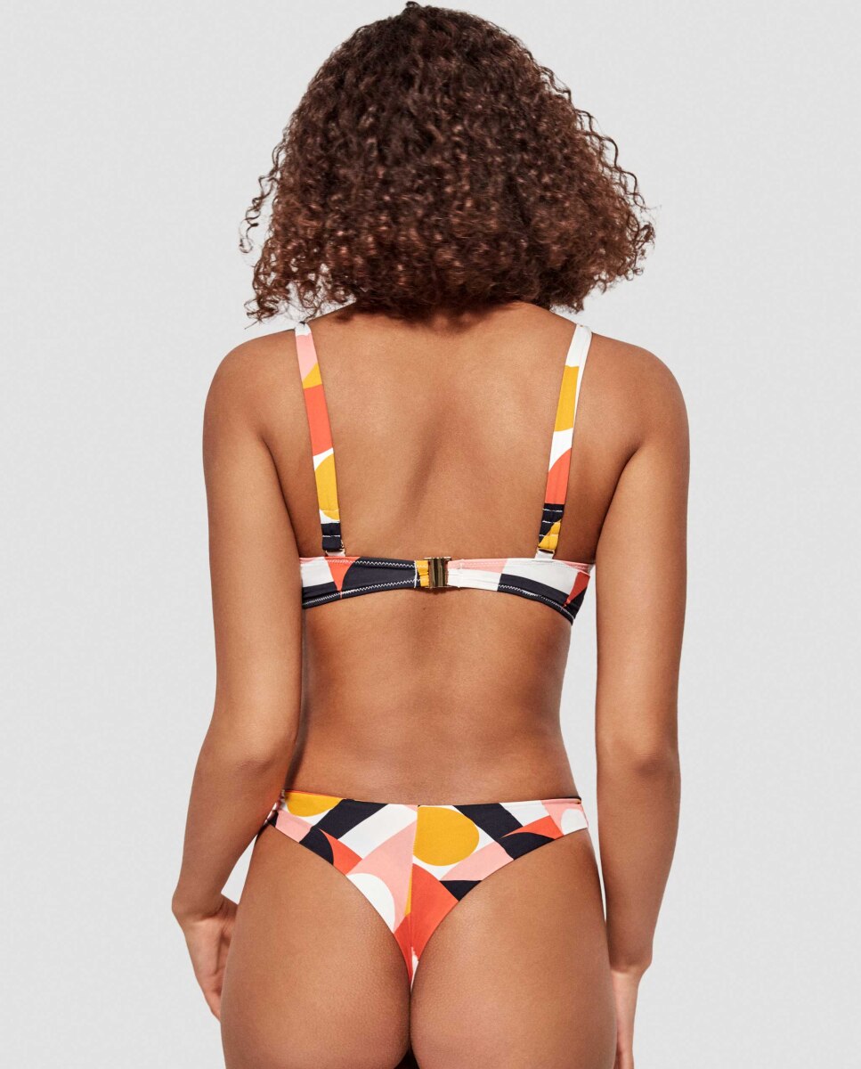 Top de Biquíni com Aro Contínuo e Estampado Geométrico Multicolor-2
