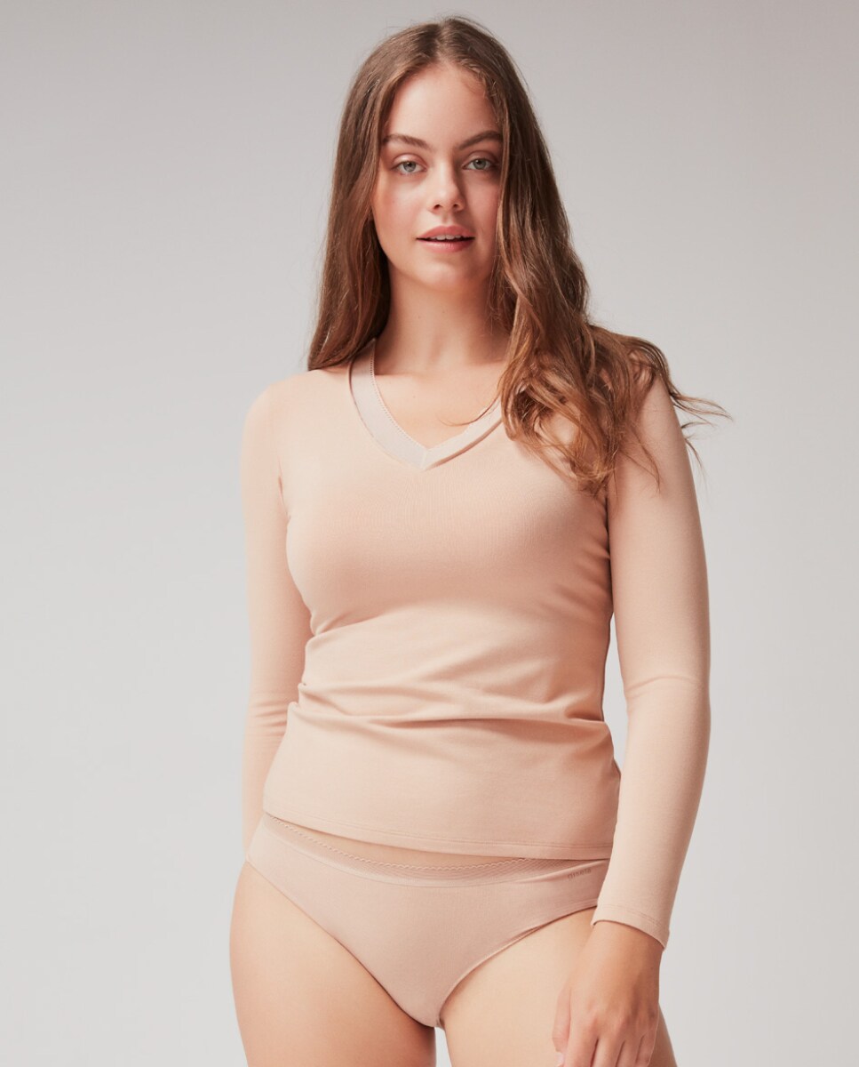 T-shirt Térmica em Tecido Eko de Manga Comprida Rosa-claro-1