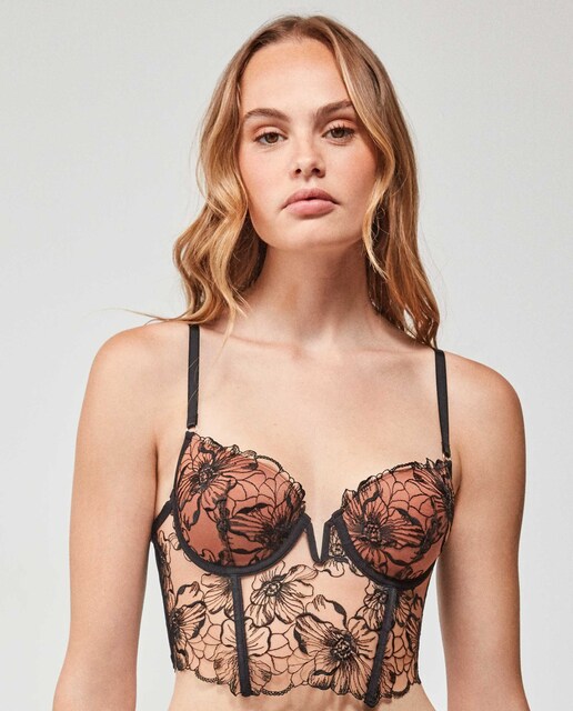 Imagem 0 de Bustier com Aro em Tecido Bordado de Flores
