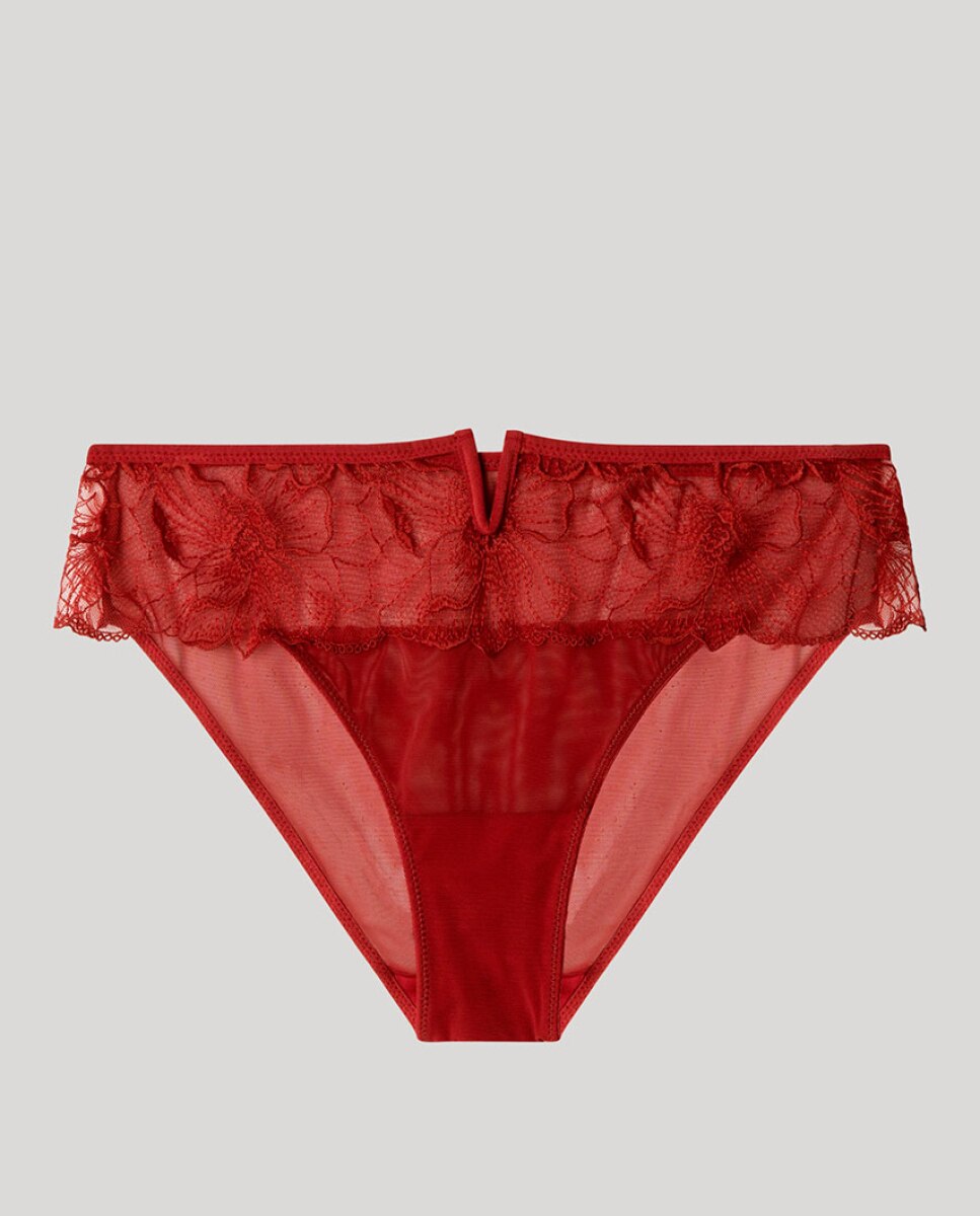 Cueca Clássica em Tecido de Renda Grená-5