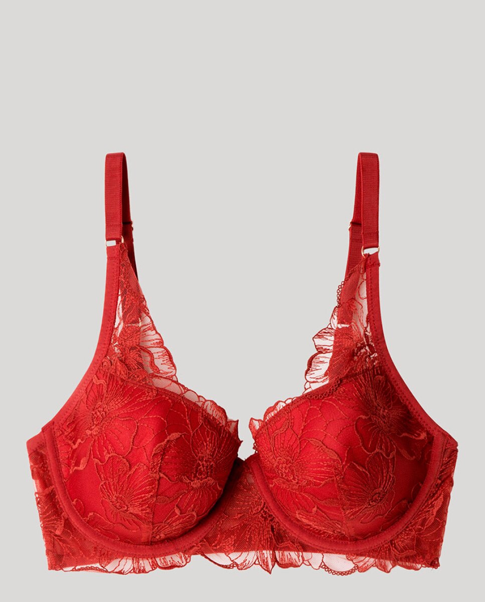 Soutien com Aro e Foam em Tecido de Renda Grená-5