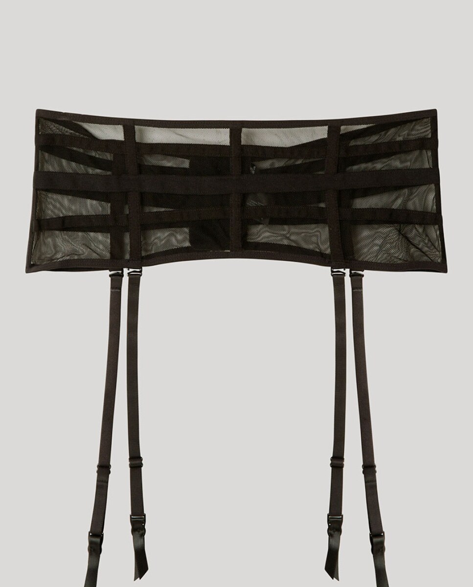 Cinto de Meias em Tecido Semi-transparente Preto-5