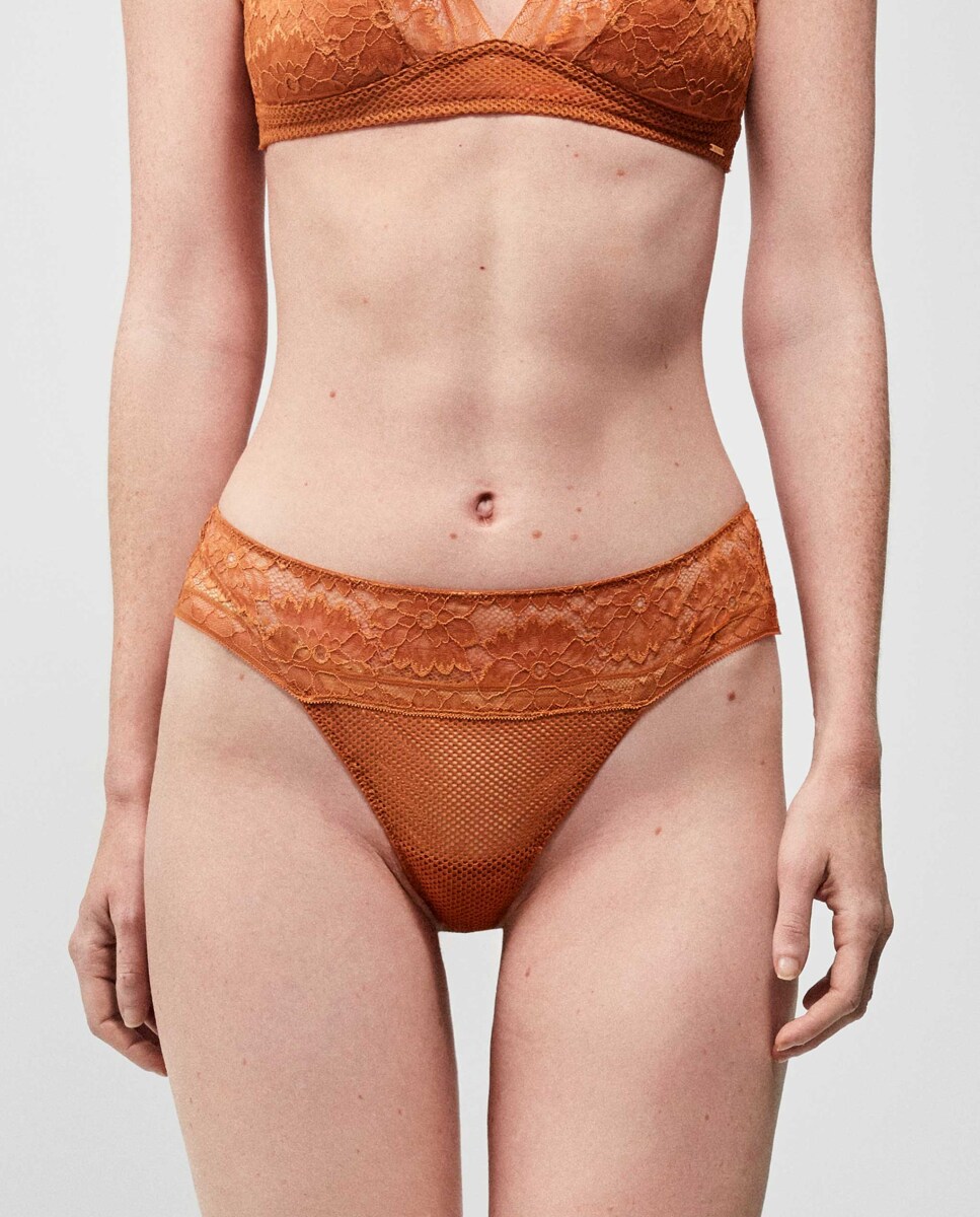 Cueca com Detalhes de Renda Laranja-2
