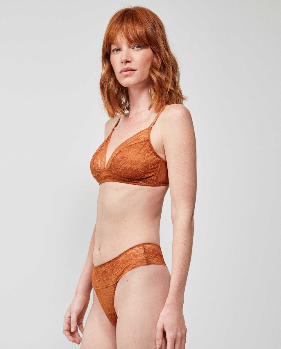 Cueca com Detalhes de Renda Laranja-3