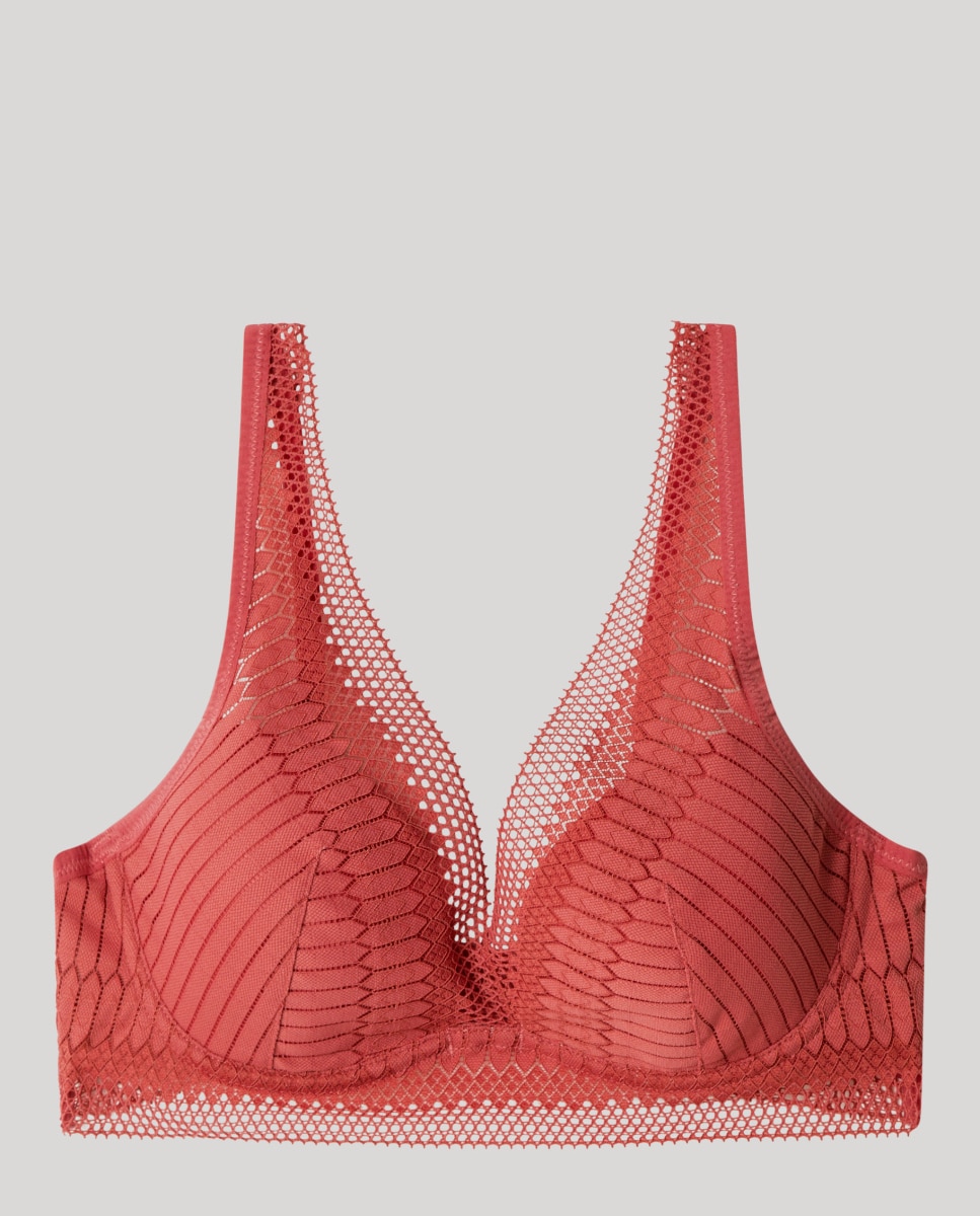 Soutien Bralette com Aro e Foam em Tecido de Renda Rosa-5