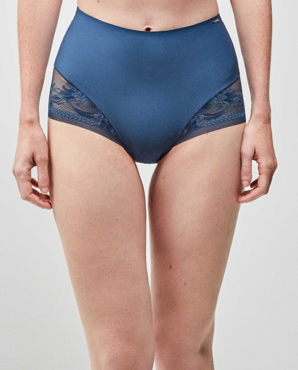 Cuecas Altas com Acabamento sem Costuras Azul-1