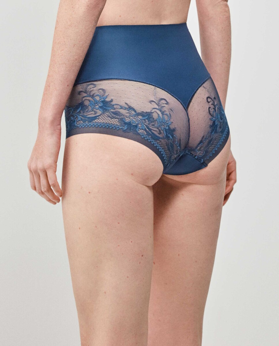 Cuecas Altas com Acabamento sem Costuras Azul-5