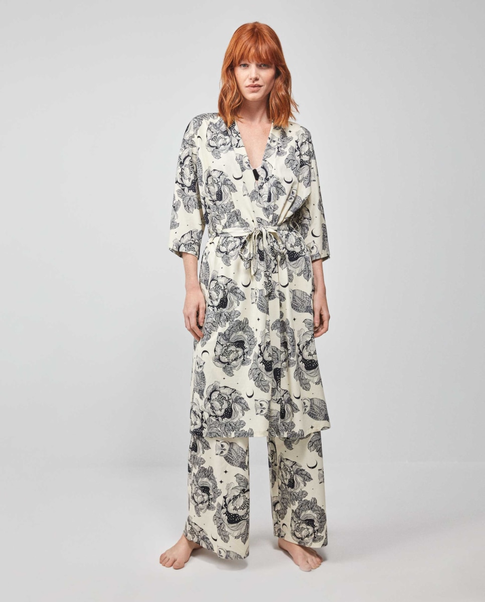 Robe de Toque Seda Estampado Multicolor-1